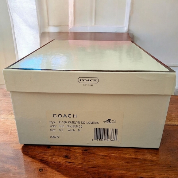 Coach Katelyn Black Silver Signature Jacquard Leather Low Top Sneakers - 9.5 EUC - Picture 12 of 12